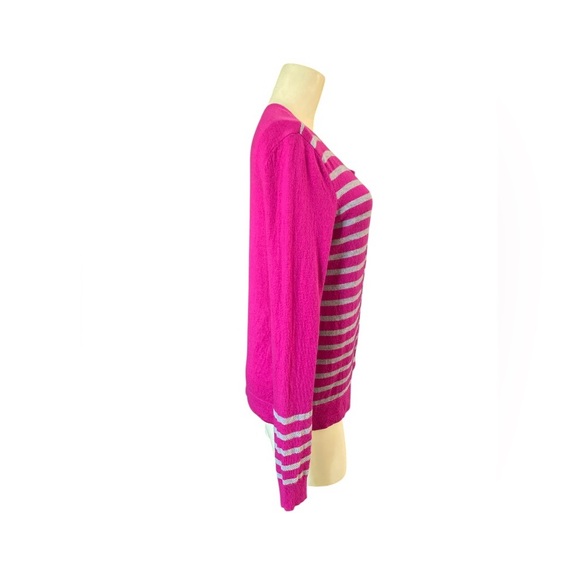 Gap Women's Striped Sequin on sleeves  Cardigan in Electric Fuchsia Size Small - Picture 6 of 12
